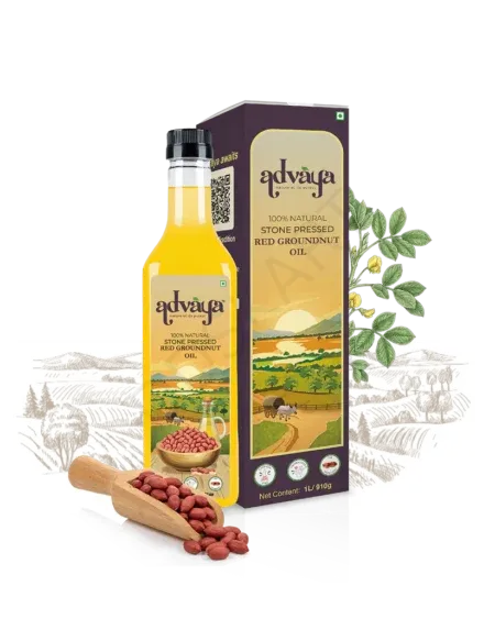 Advãya Red Groundnut Oil – Stone Pressed (Kachi Ghani)-Pure & Natural Cooking Oil for Healthy Daily Use