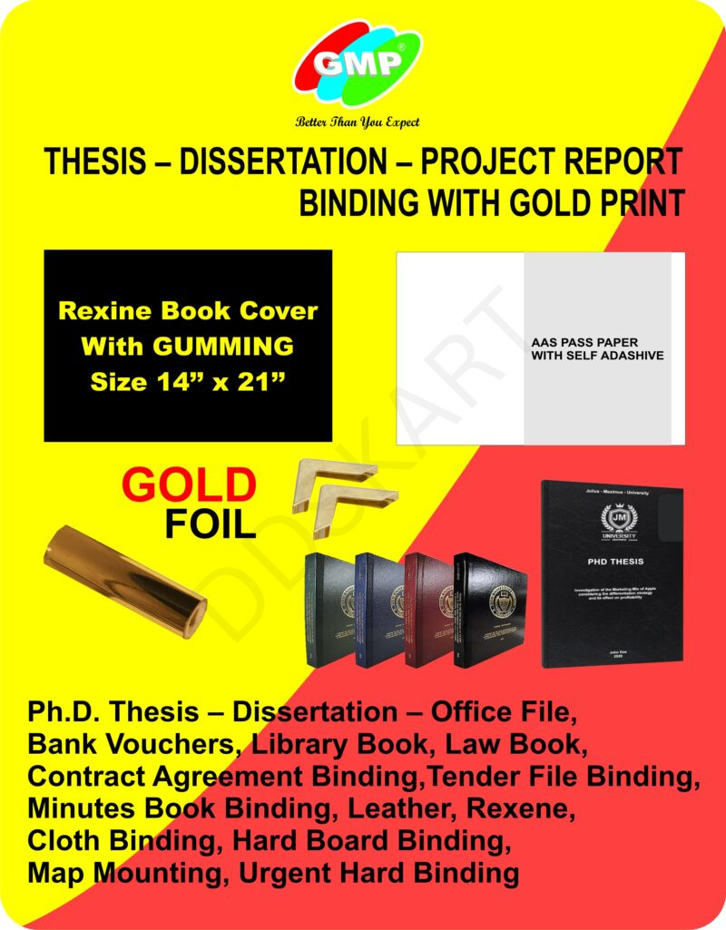 GMP Thesis Binding Combo Pack – Rexine Cover, Foil Roll, Corner & Aaspass Sticker