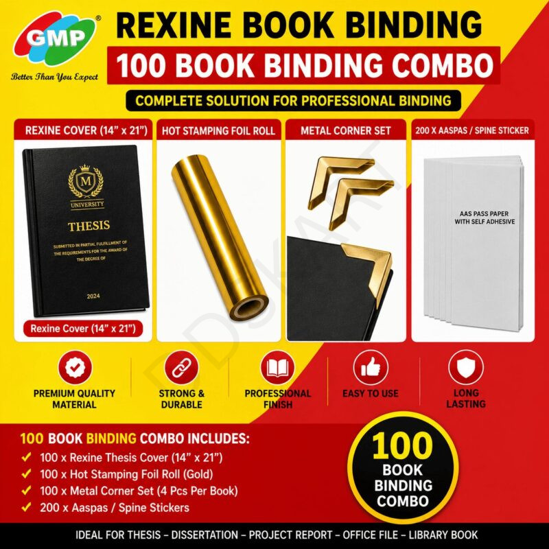 GMP Thesis Binding Combo Pack – Rexine Cover, Foil Roll, Corner & Aaspass Sticker