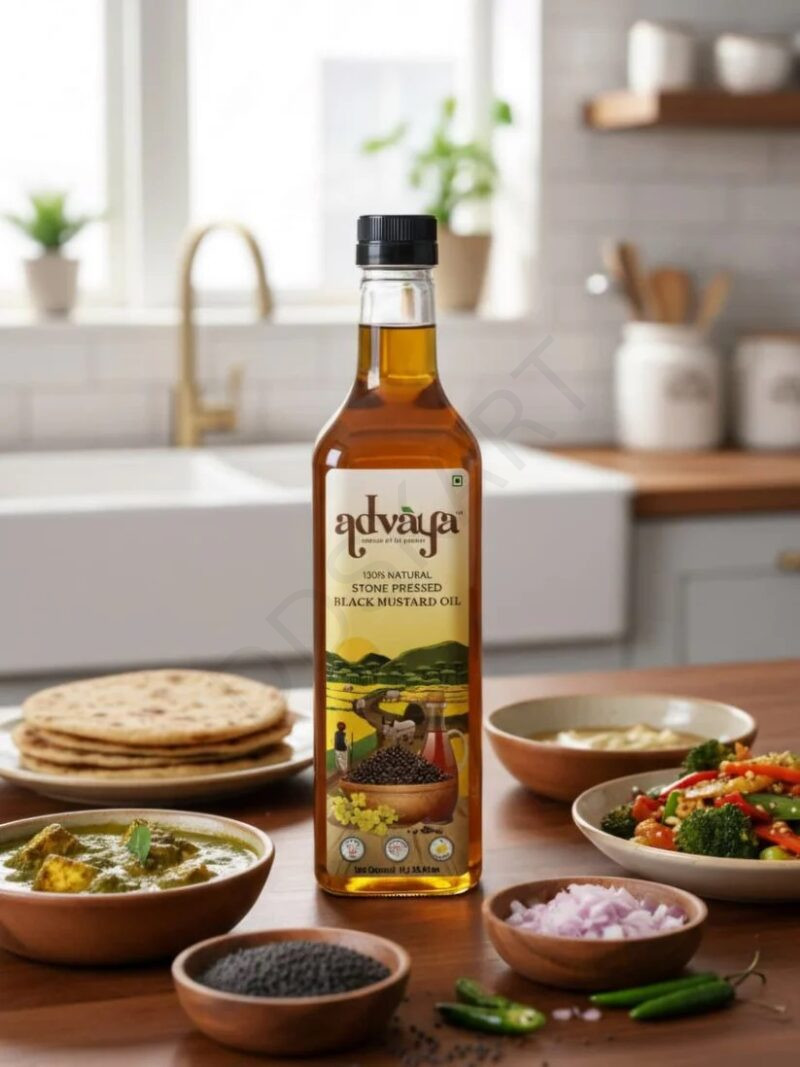 Advãya’s Black Mustard Oil – Stone Pressed (Kachi Ghani) Pure & Natural Edible Oil