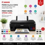 Canon PIXMA MegaTank G2012 All in One (Print, Scan, Copy) Inktank Colour Printer with 2 Additional Black Ink Bottles