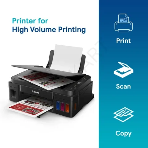 Canon PIXMA MegaTank G2012 All in One (Print, Scan, Copy) Inktank Colour Printer with 2 Additional Black Ink Bottles