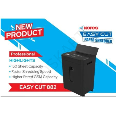 KORES ESY CUT 882 Cross Cut Paper Shredder Machine | High Security Document Shredding for Office & Home Use | Heavy Duty Strip Cut Shredder with Waste Bin