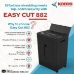 KORES ESY CUT 882 Cross Cut Paper Shredder Machine | High Security Document Shredding for Office & Home Use | Heavy Duty Strip Cut Shredder with Waste Bin