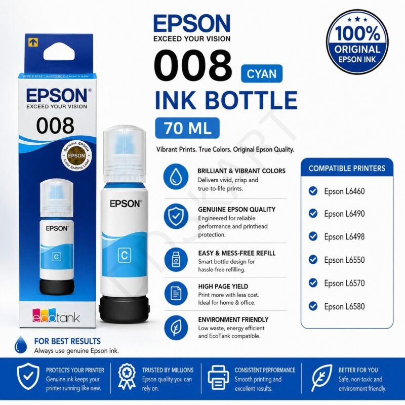 Epson 008 Cyan Ink Bottle , 70ml