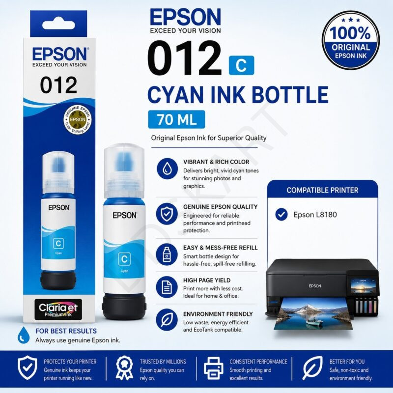 Epson 012 Cyan Ink Bottle , 70ML