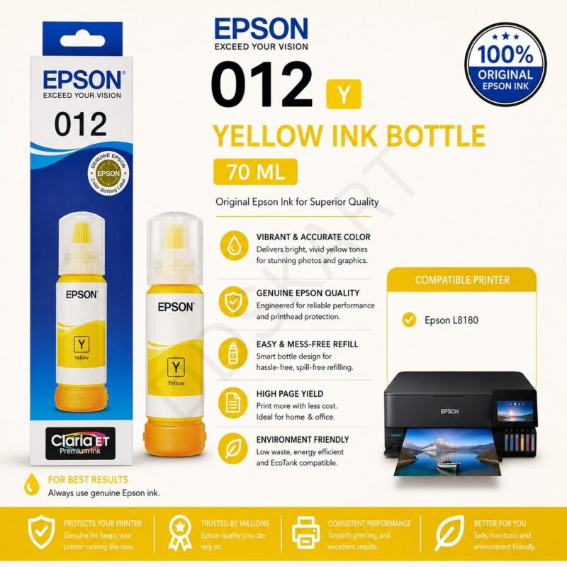 Epson 012 Yellow Ink Bottle , 70 ML