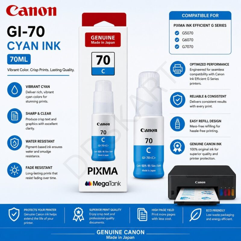 Canon Pixma GI-70 Cyan Ink Bottle 70ML