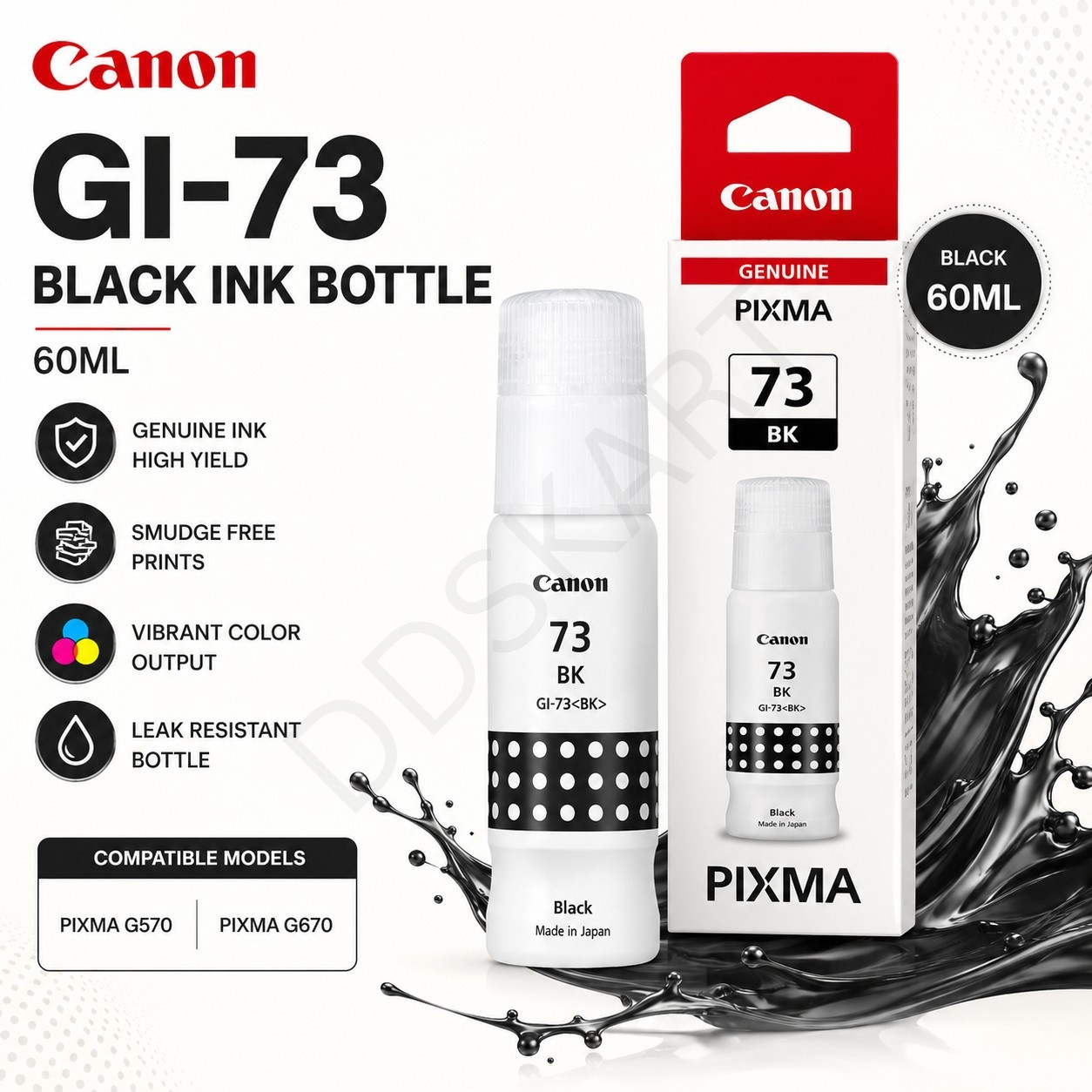Canon GI-73 Black Ink Bottle 60ML for PIXMA G570 & G670 Print