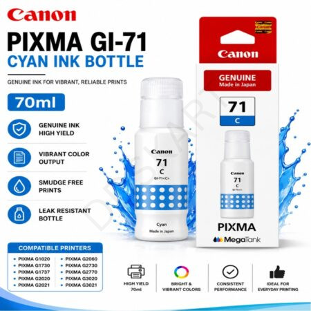 Canon Pixma GI-71 Cyan Ink Bottle, 70ml
