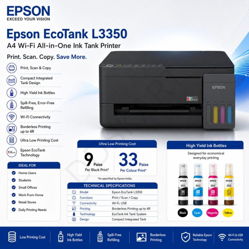 Epson EcoTank L3350 A4 Wi-Fi All-in-One Ink Tank Printer