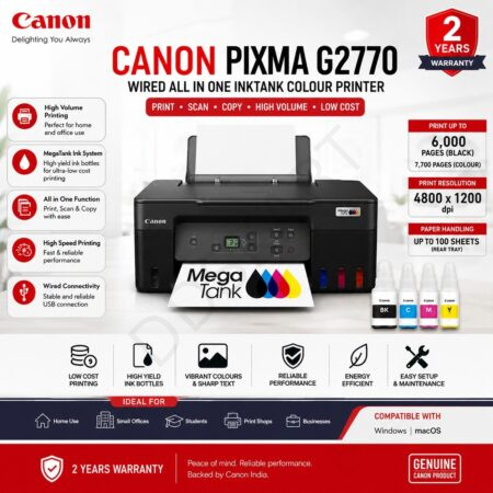 Canon PIXMA G2770 Wired All-in-One Ink Tank Colour Printer