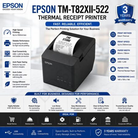 Epson TM-T82XII-522 USB+LAN Thermal Receipt Printer