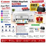 Canon PIXMA MegaTank G3780 Color Printer | Free Blaupunkt Speaker Offer