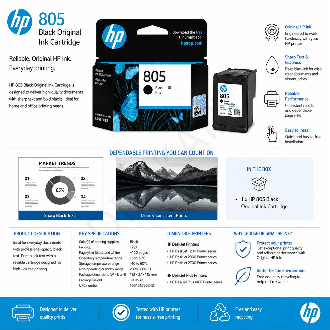 Hp 805 Original Black Ink Cartridge